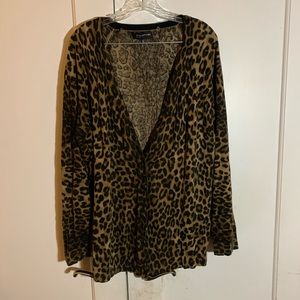 3X Jones New York leopard print cardigan sweater